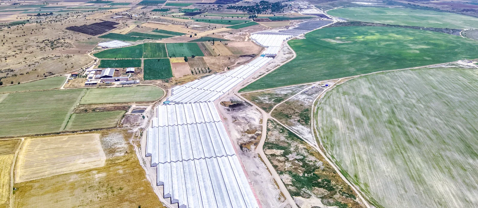 Crystal Tarım Denizli üretim tesisi — havadan görünüm